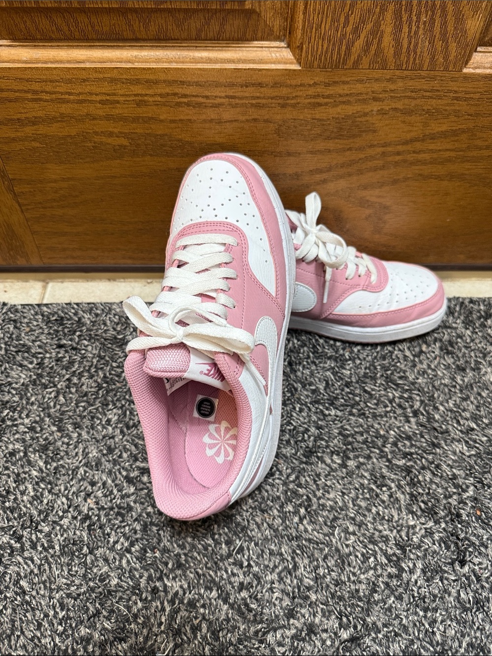 Nike Pink and White Low-Top Sneakers